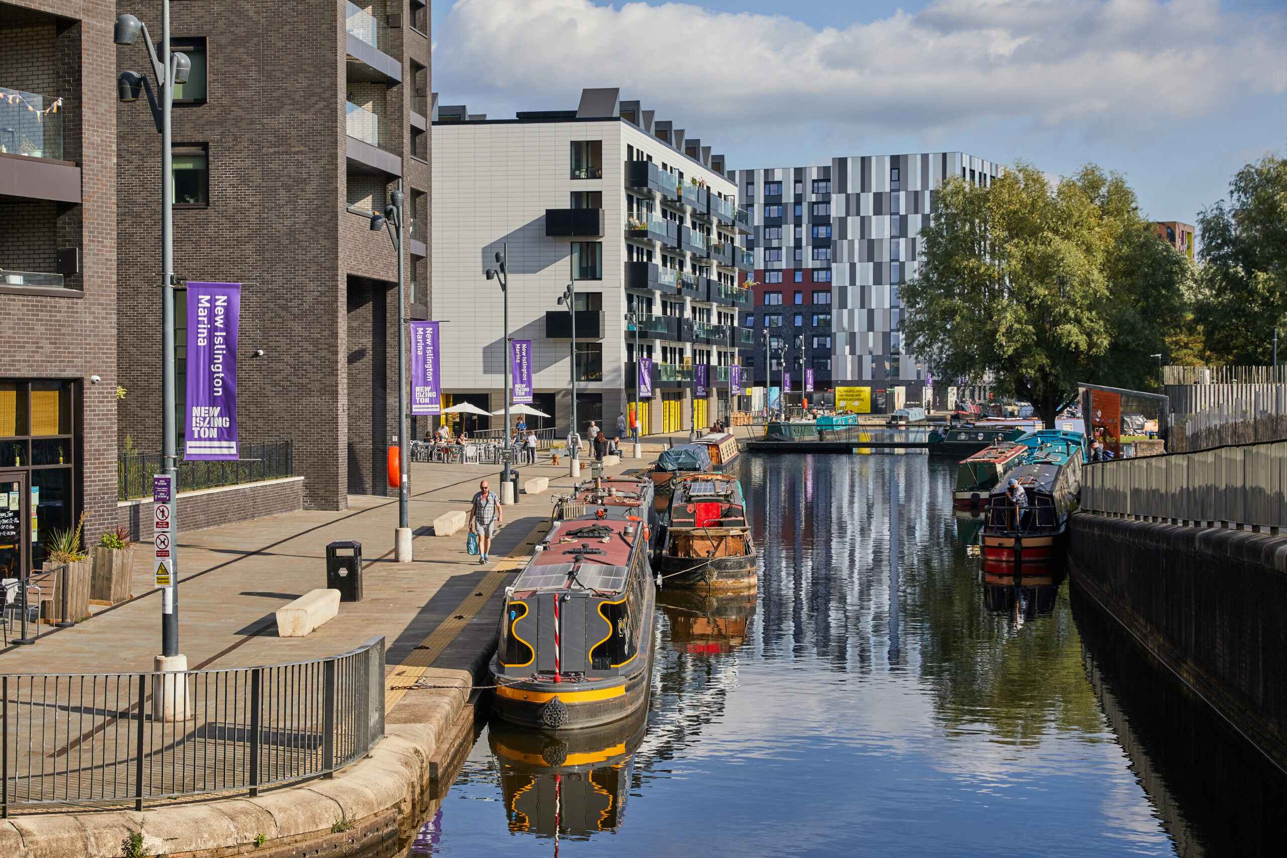 Canal boats on the new islington marina manchester