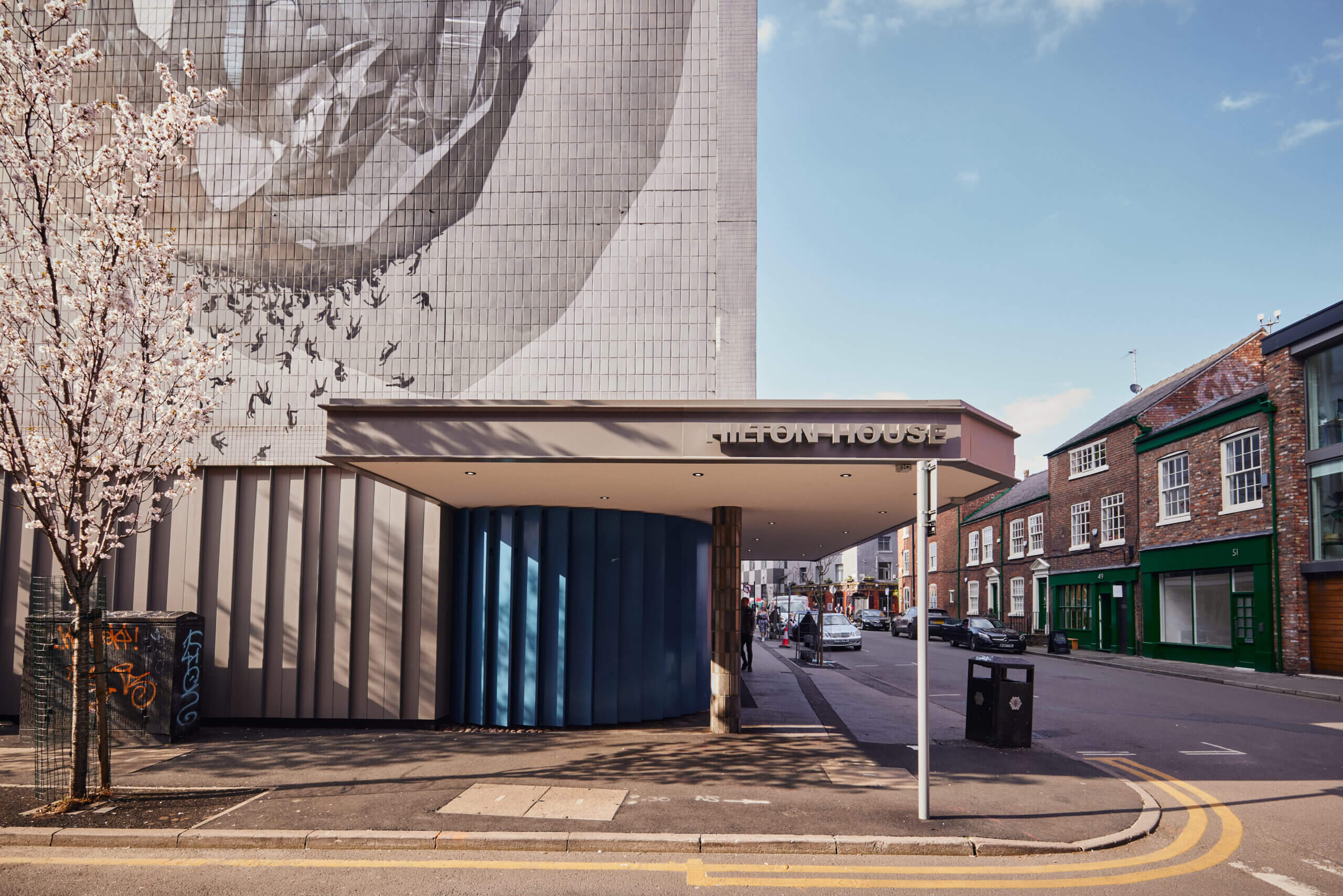 Hilton House Exterior Northern Quarter building side view with mural on the building