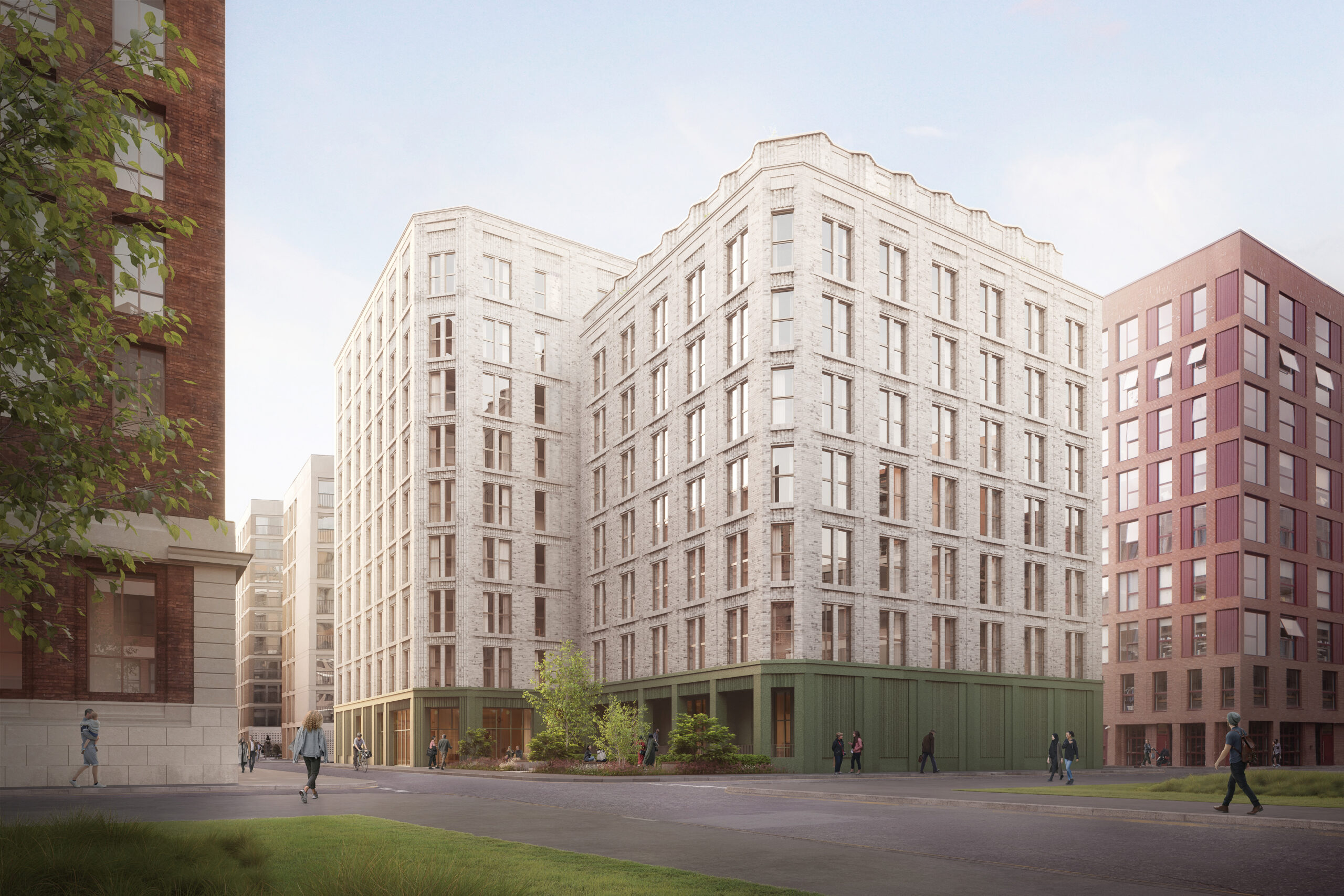 A depiction of the external frontage of Cross Keys, a Build-to-Rent property in Manchester's New Cross district